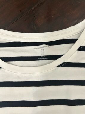Amazon Essentials Navy and White Striped Crewneck Tee